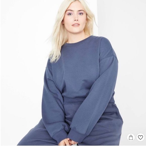 Wild Fable Blue Drop Shoulder Crop Sweatshirt Size XXL